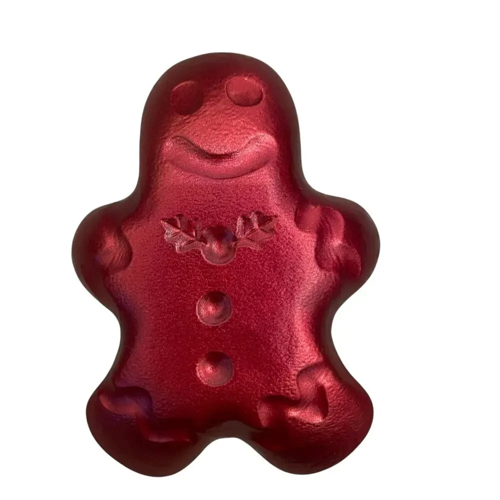 Akcam CHRISTMAS Gingerbread Man Glass Appetizer Plates Holiday Red Set of 4 New